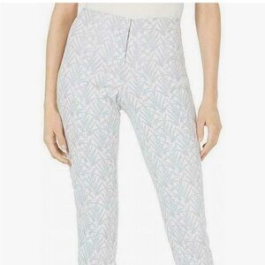 Alfani Pastel Metallic Leaf-Print Skinny Ponte Pants